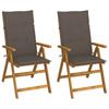 Day and Night - Day and Night Reclining Garden Chairs 2 Pcs Solid Acacia Wood Cushions