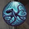 Vintage Blue Octopus Tin Sign Metal Wall Art Home Decor