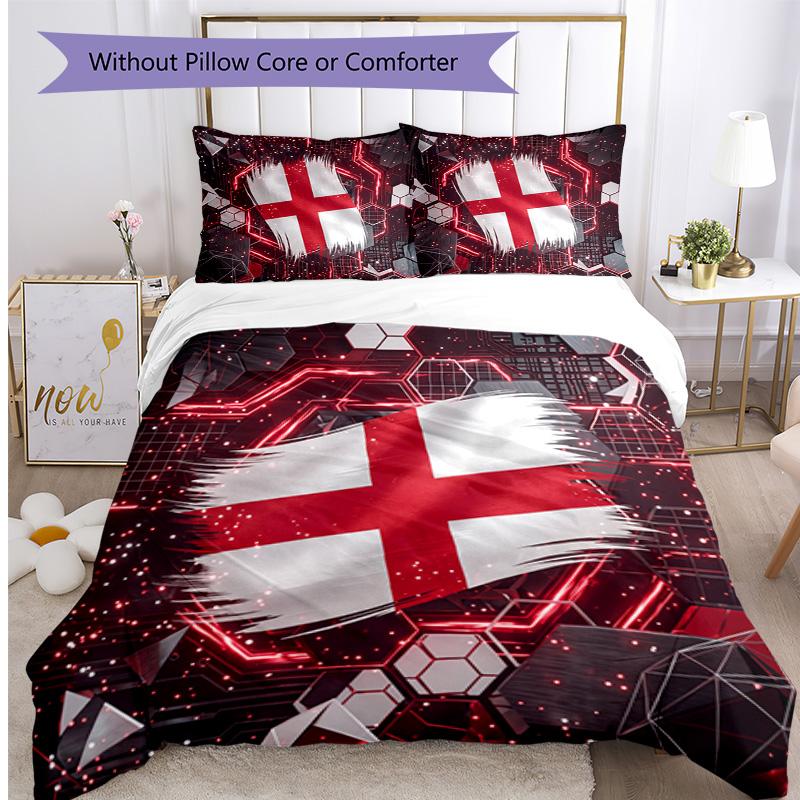 England Football Printed Bedding 3 Piece Set Cozy Breathable Bed Cover Set as Housewarming Holiday Gift