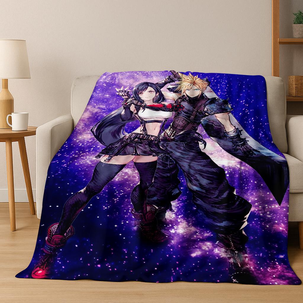 Мультяшное фланелевое одеяло Final Fantasy Сефирот Клауд Тифа, теплое и уютное мягкое покрывало для дома, спальни, кровати, дивана, ребенка