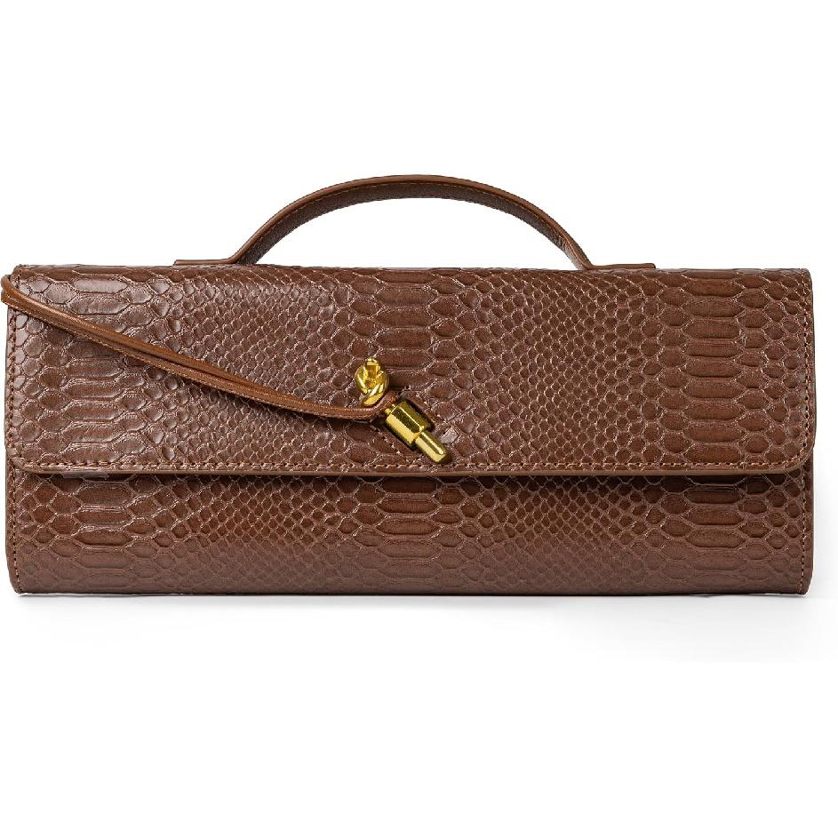 Joryin Woven Purse for Women Evening Clutch Woven Leather & Suede Handbags Crossbody Bag Suede Purse Formal Evening Bag