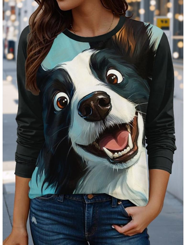 Модная 3D-печать с забавным рисунком кота, футболка с длинным рукавом и круглым вырезом, женская одежда, повседневная одежда, женская одежда в стиле Харадзюку, пуловер