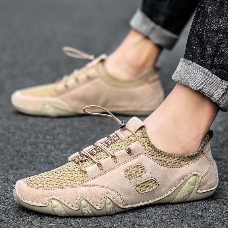 Мужские мокасины, туфли для вождения, повседневные туфли без застежек, большие размеры, серые, с широким носком для мужчин