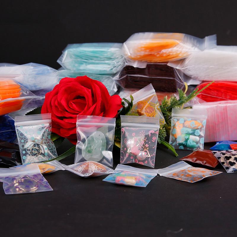100 шт./лот, 4x5 см, сумки с замком, прозрачные пластиковые пакеты на молнии с принтом для хранения продуктов, упаковка для ювелирных изделий, сумки