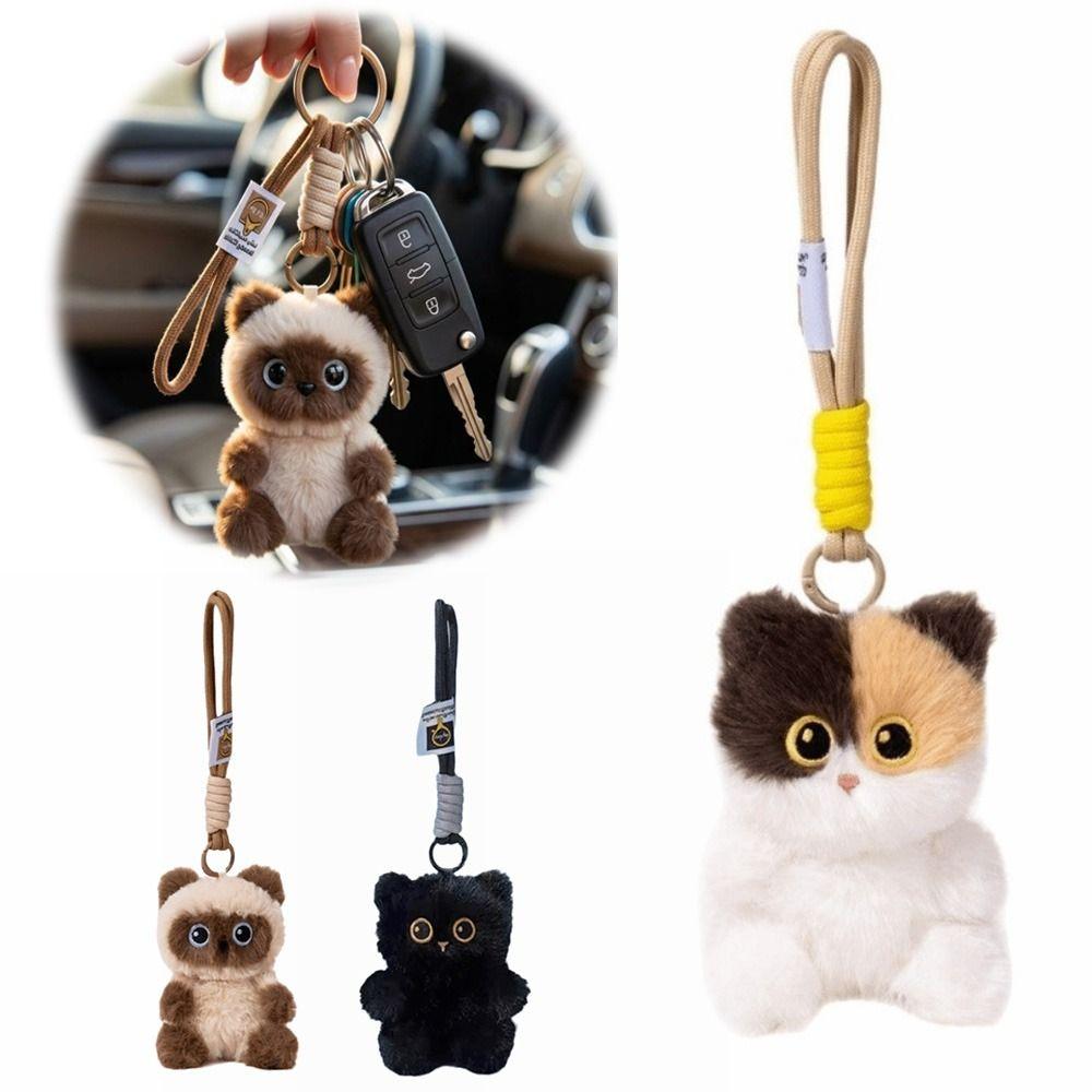 Soft Fluffy Cat Bag Pendant Cute Kitten Backpack Charm New Kitten Key Ring Car Keys