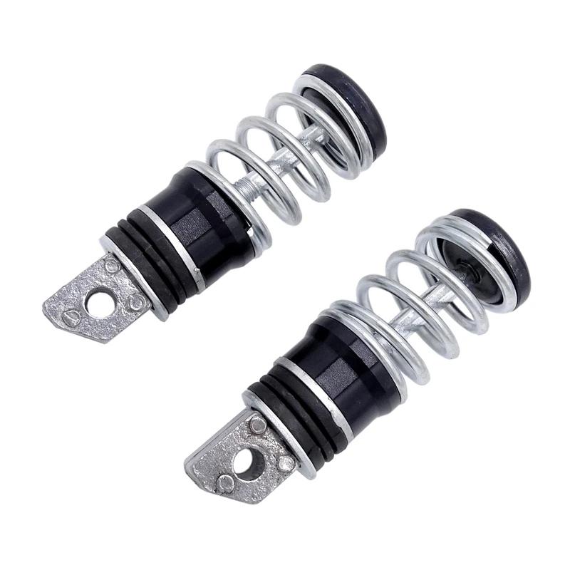1 Pair Spring Foot Rest Motorcycle Front Footrests Anti-Slip Foot Rest Scooter Foot Pegs for Yamaha Sukuzi Hond etc Moto Pedals