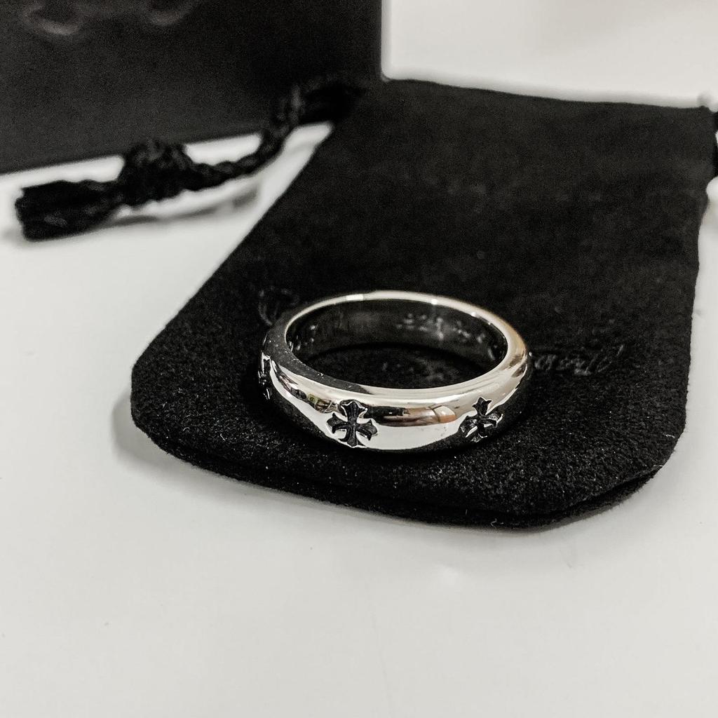 925 Silver Croissant Cross Ring: Unisex Minimalist Hip Hop Style