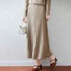 100% Wool Drapey A-Line Pleated Midi Skirt - Slimming and Large Swing Design for Spring and Autumn