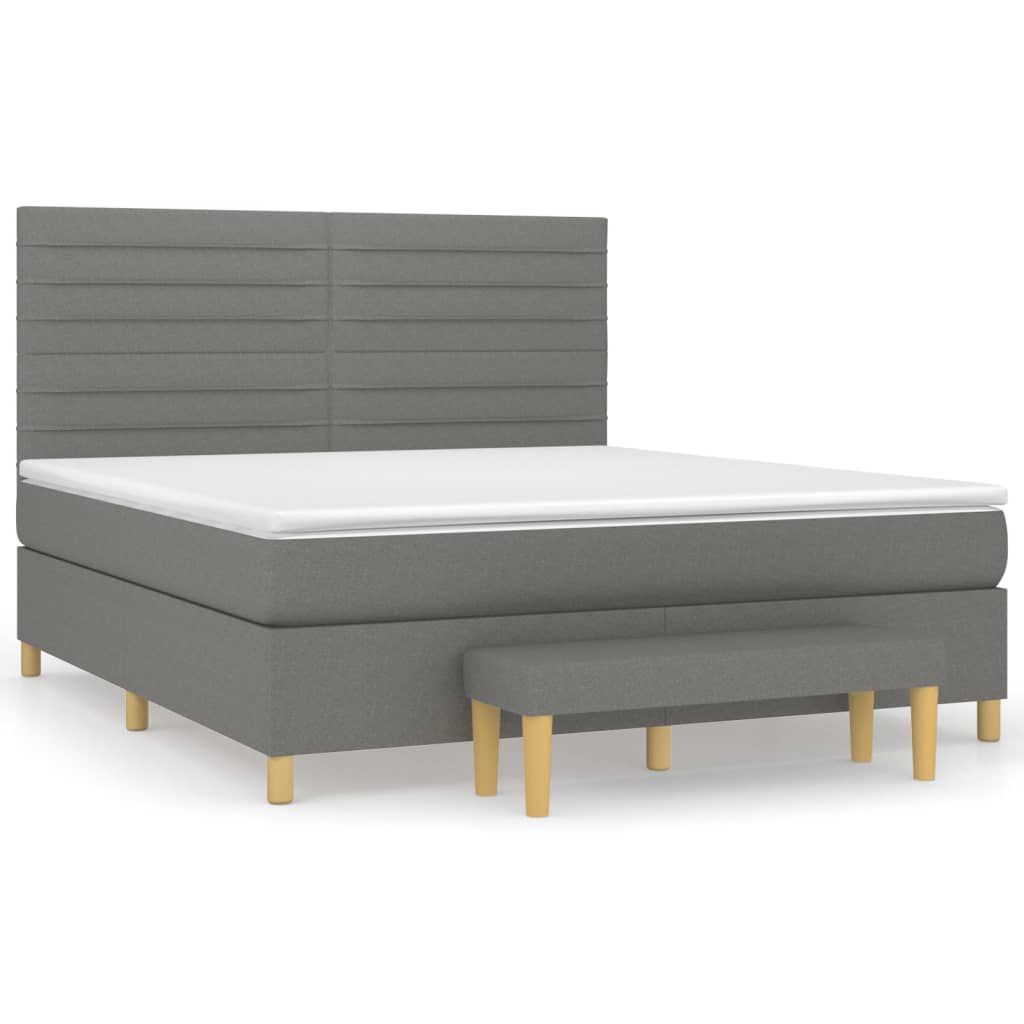 Box Spring Bed with Mattress Dark Gray 180 x 200 cm Fabric