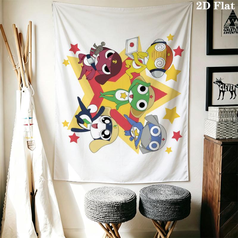 Keroro Wall Tapestry Aesthetic Wall Hanging Printed Fabric Blanket Decorative Tapestries for Bedroom Living Room Home Decor