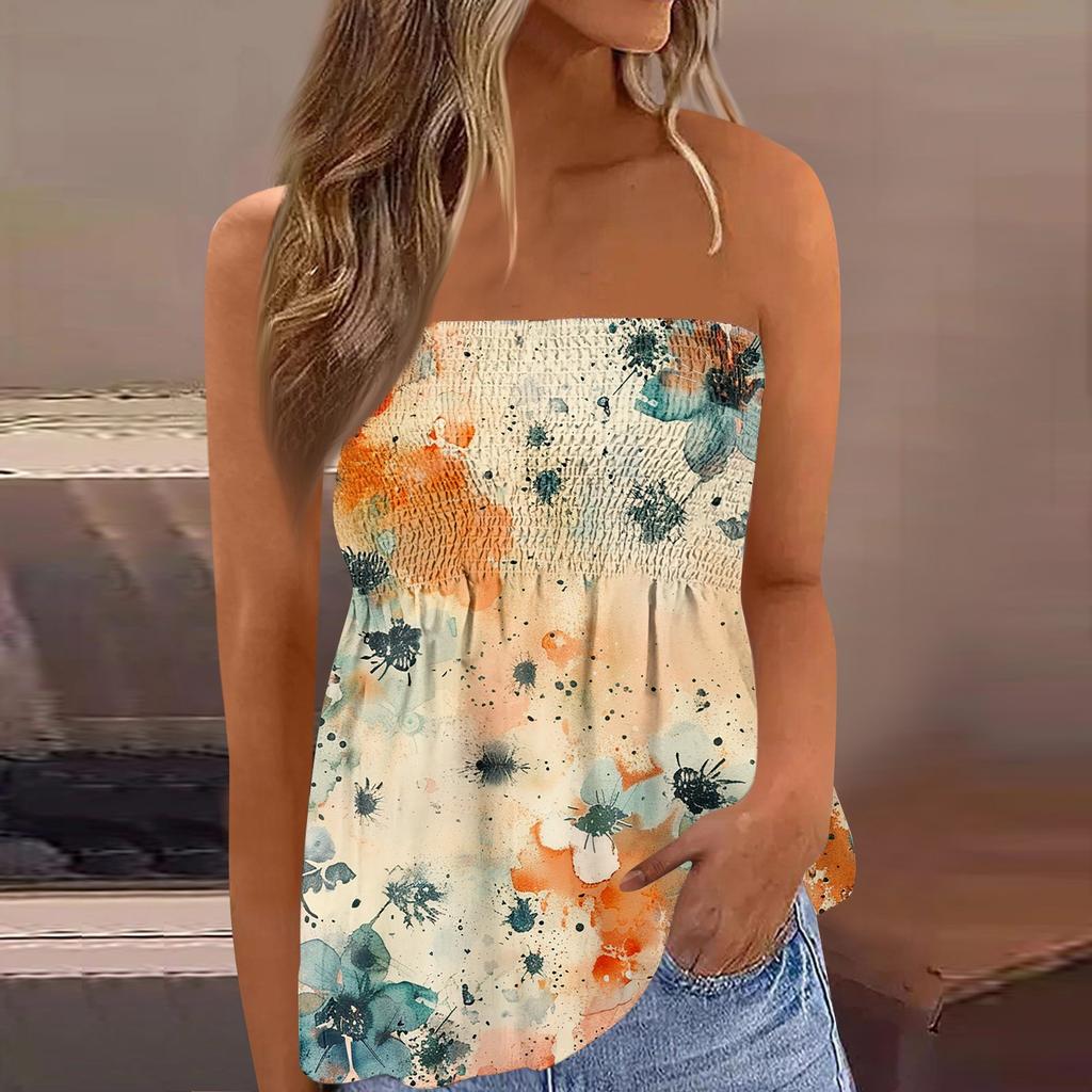 2024 топы для женщин, милая сексуальная футболка без рукавов с открытыми плечами и цветочным принтом