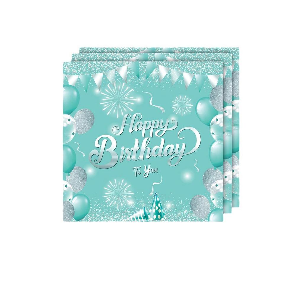 Украшения для вечеринки в честь дня рождения в цвете Тиффани: Бумажные тарелки, флажки и салфетки