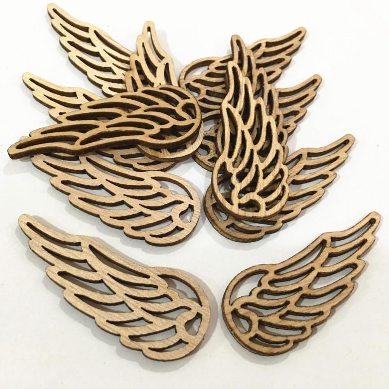 40pcs Angel Wings Log Color Wood Chips Non-porous Patch Children's Puzzle Materials