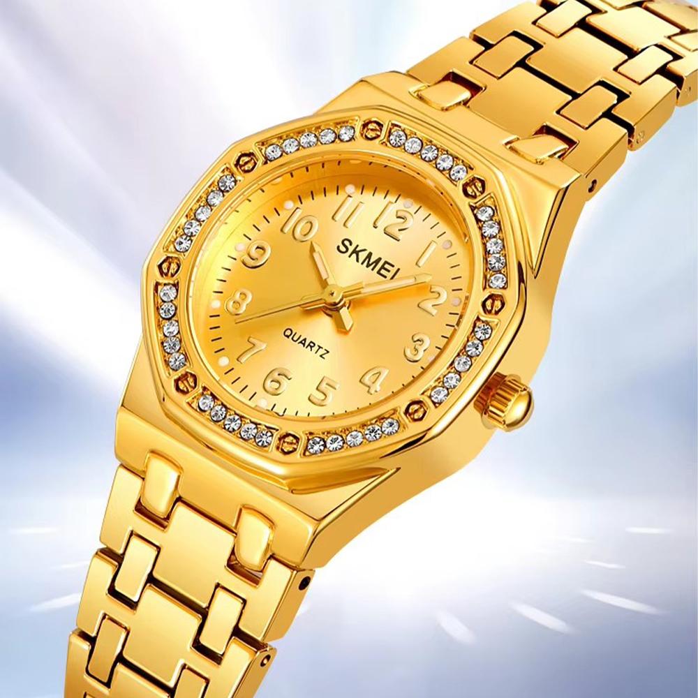 Элегантные женские часы с бриллиантами, водонепроницаемые, светящиеся, часы из нержавеющей стали, роскошные аналоговые кварцевые женские часы