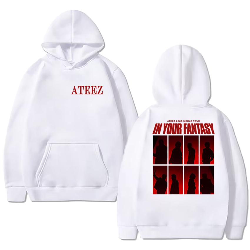 Korea ATEEZ World Tour 2025 Double Sided printed New Hoodie Men women fashion Y2k Sweatshirt Unisex Fleece Long sleeve pullovers