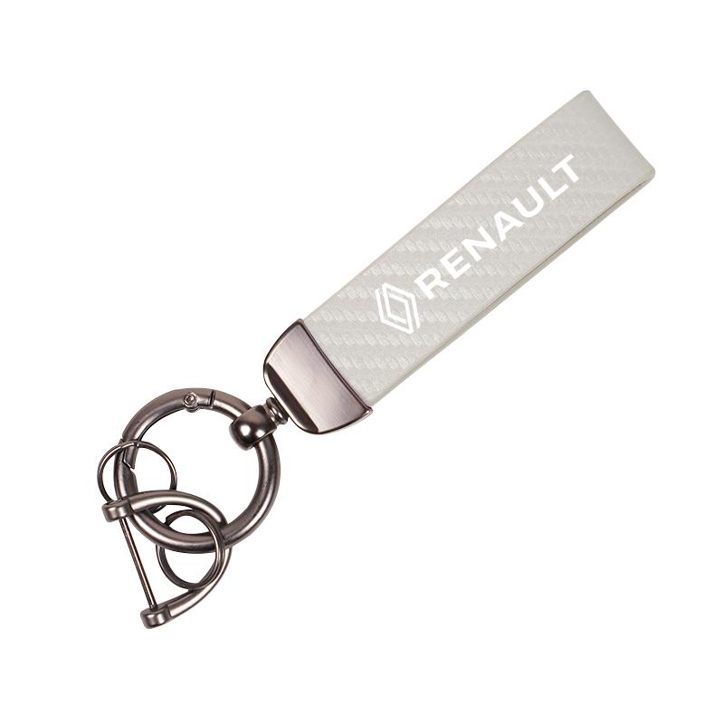 For Renault 2026 New Hub Caps 1Pcs Carbon Fiber Leather Car Keychain Key Ring Chain For Renault Clio Kadjar Koleos Megane Espace