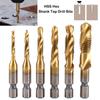 Bit Tap Drill Bits Screw Machine Tap Drill Bit Hex Shank Titanium Plated Shank Tap Drill Bits