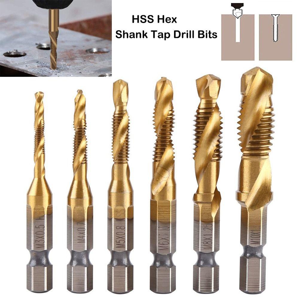 Screw Thread Bit HSS Screw Machine Titanium Plated Shank Tap Drill Bits Hex Shank Tap Drill Bit