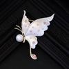 Exquisite Enamel Butterfly Flying Brooch Temperament Pearl Insect Corsage Niche Design Sense Pin Suit Accessories