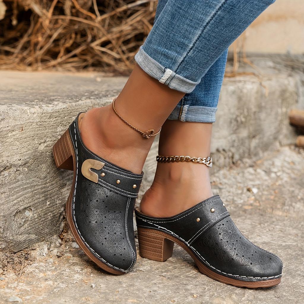 Stylish Closed Toe Mules with Soft Sole & Slip-On Design - Comfortable Walking Shoes