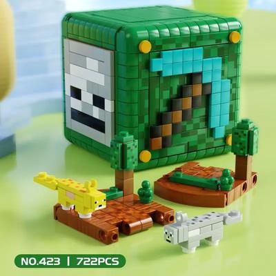 722PCS My World Cube Steve CQuestion Mark Box Деформация Орган Строительный блок Сборка Детская игрушка Подарок на день рождения