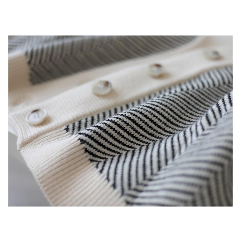 Retro Autumn and Winter Knitted Plus Size Cardigan Women Striped Lazy Wind V-neck Loose Jacket Thickened Sweater