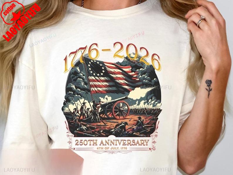 Anniversary Independence Day Tshirt Patriotic 4th of July Tee High Quality Cotton Regular Short Sleeve Graphic Top Unisex Adult