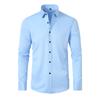 Мужская футболка с длинным рукавом весна-осень, однотонная деловая рубашка, облегающий топ с отложным воротником
