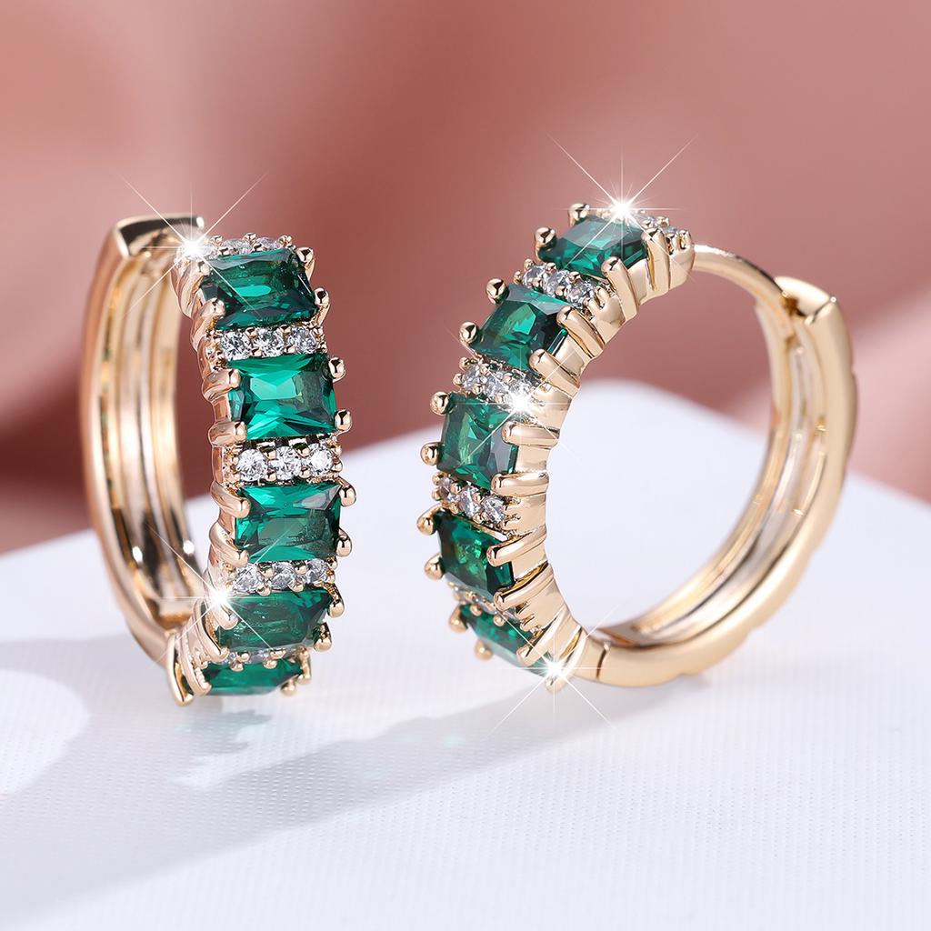 1 пара золотистых серег принцессы с квадратной огранкой, красных и зеленых камней, висячие серьги-крючки, свадебные украшения, подарки