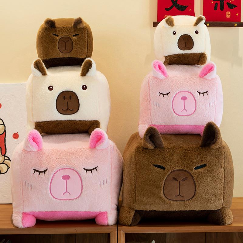 Square Capybara Plush Toy Cute Stuffed Animal Doll Cartoon Decoration Gift Kids