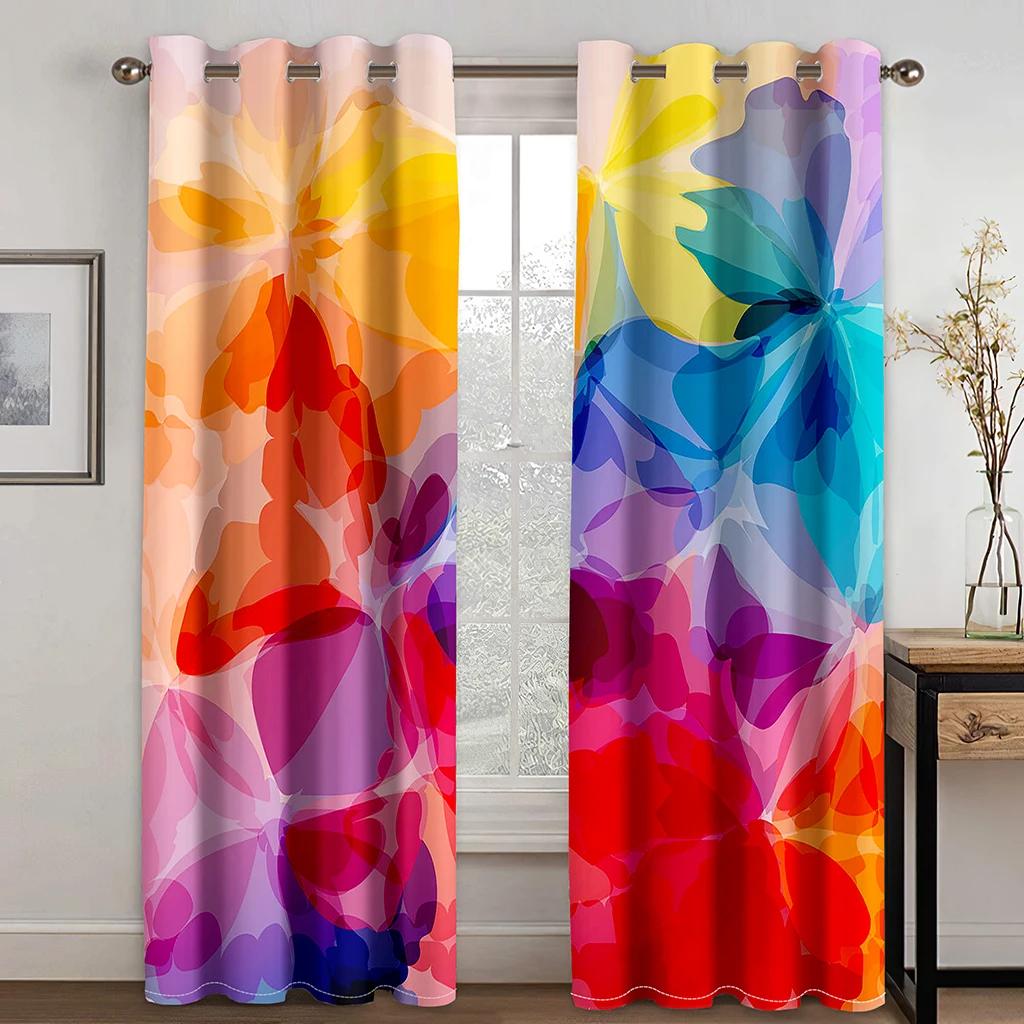 Дешевые ослепительные радужные красочные современные высокие затемняющие оконные шторы для гостиной спальни декор затемняющий материал драпировка новый