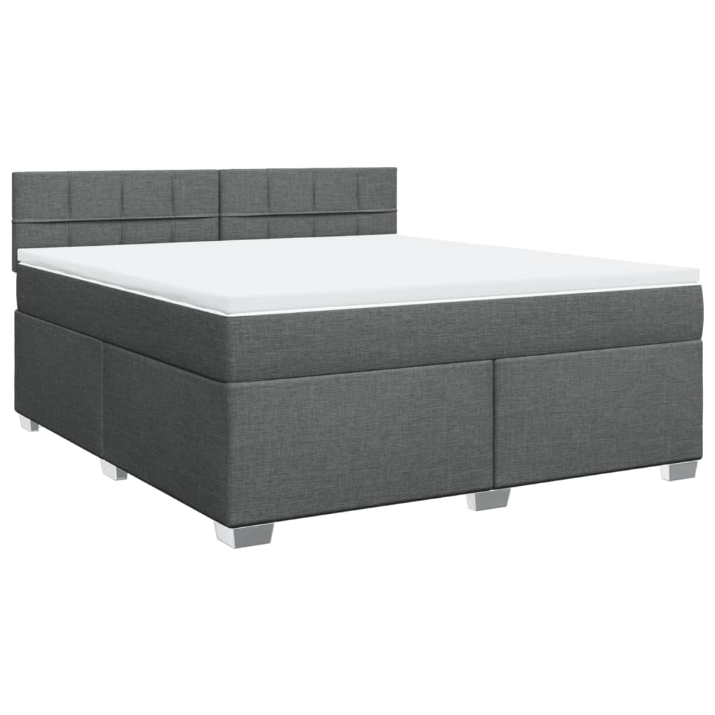 Box Spring Bed with Mattress Dark Gray 180 x 200 cm Fabric