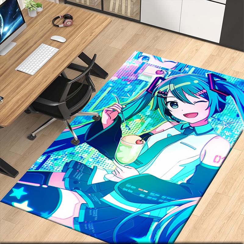 Hatsune Miku Printed Carpet, for Office Chair Living Room Bedroom Kitchen Room Decor Gifts.