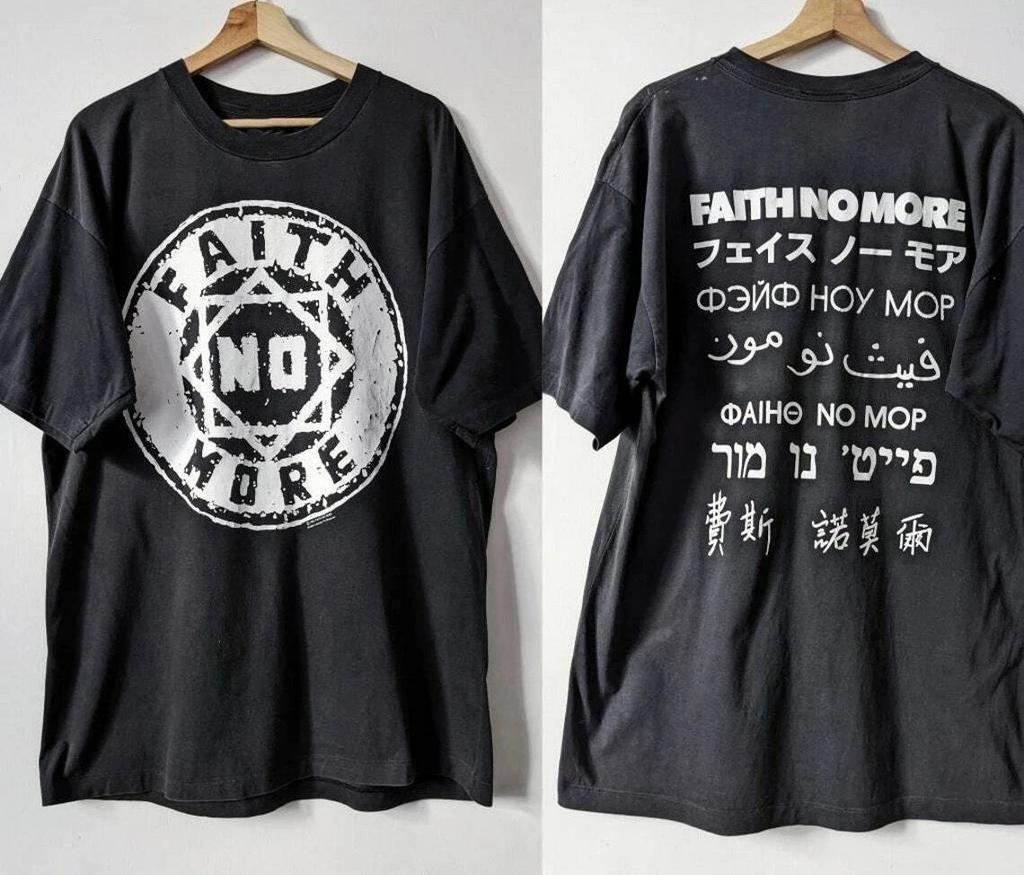 2 стороны 1990 Футболка группы Faith No More Короткий рукав Черный Унисекс S-5XL