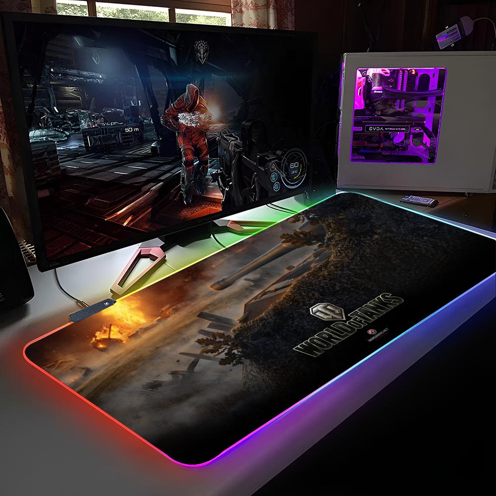 HD W-World Of T-Tanks Коврик для мыши RGB Подсветка Коврик для мыши Ноутбука Коврик для мыши Ноутбука Игровой Компьютерный Стол Игровые Аксессуары