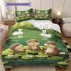 Otter Pattern Bedding Quilt Set Quilt Cover Pillowcase Home Decoration Birthday Gift (1 * duvet cover + 2 * pillowcase, without core)