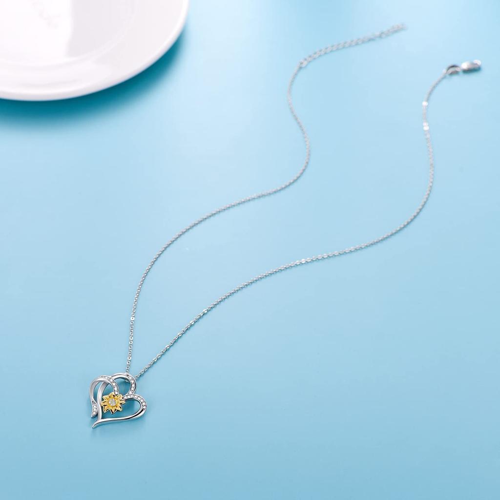 Ожерелье с подвеской в ​​виде подсолнуха для женщин, подвески в форме сердца, модные украшения, подарки для девочек