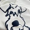 Women's White Round Neck Puppy Print T-Shirt - Short Sleeve, Loose, Versatile, Slimming Top for Spring/Summer
