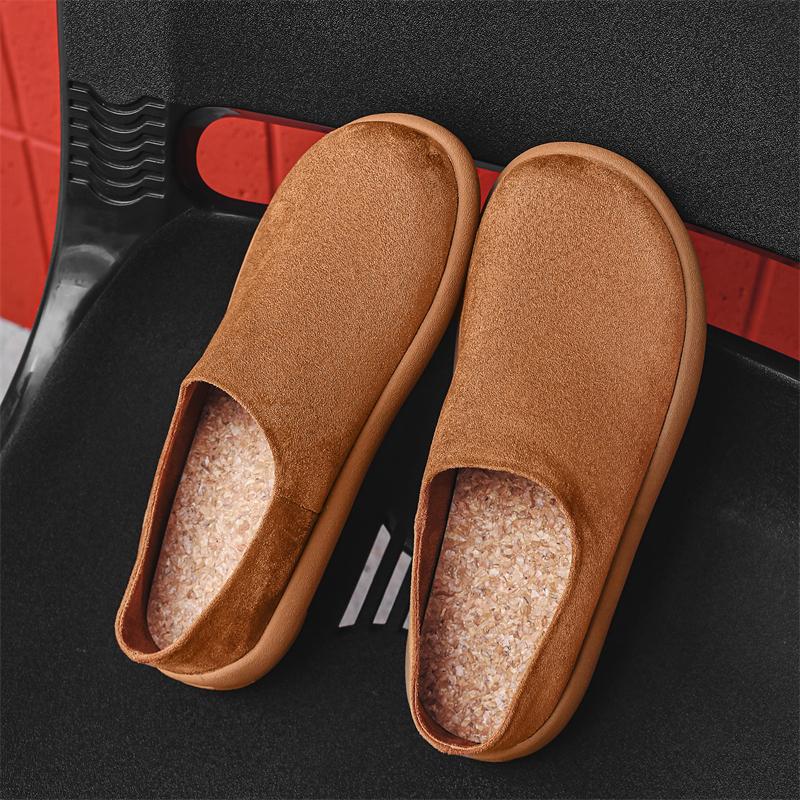 Fashion Fashion Slippers for Men Classic Suede Men Mules Shoes Leather Potato Shoes Handmade Beach Slides Leisure Walk Male Lazy Flats