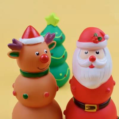 Рождественские Пищащие Игрушки-Жевалки для Питомцев Дизайн Санты, Елки, Оленя Прочные Латексные Резиновые Игрушки для Прорезывания Зубов для Собак и Кошек Точка