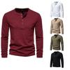 Men's Color Matching Four Button Henry Long Sleeve T-Shirt
