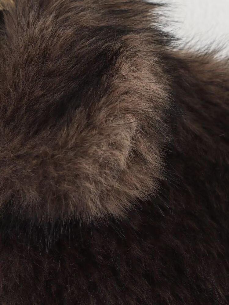 Женская мода 2024 года: Плюшевое пальто из искусственной кожи в европейском и американском стиле