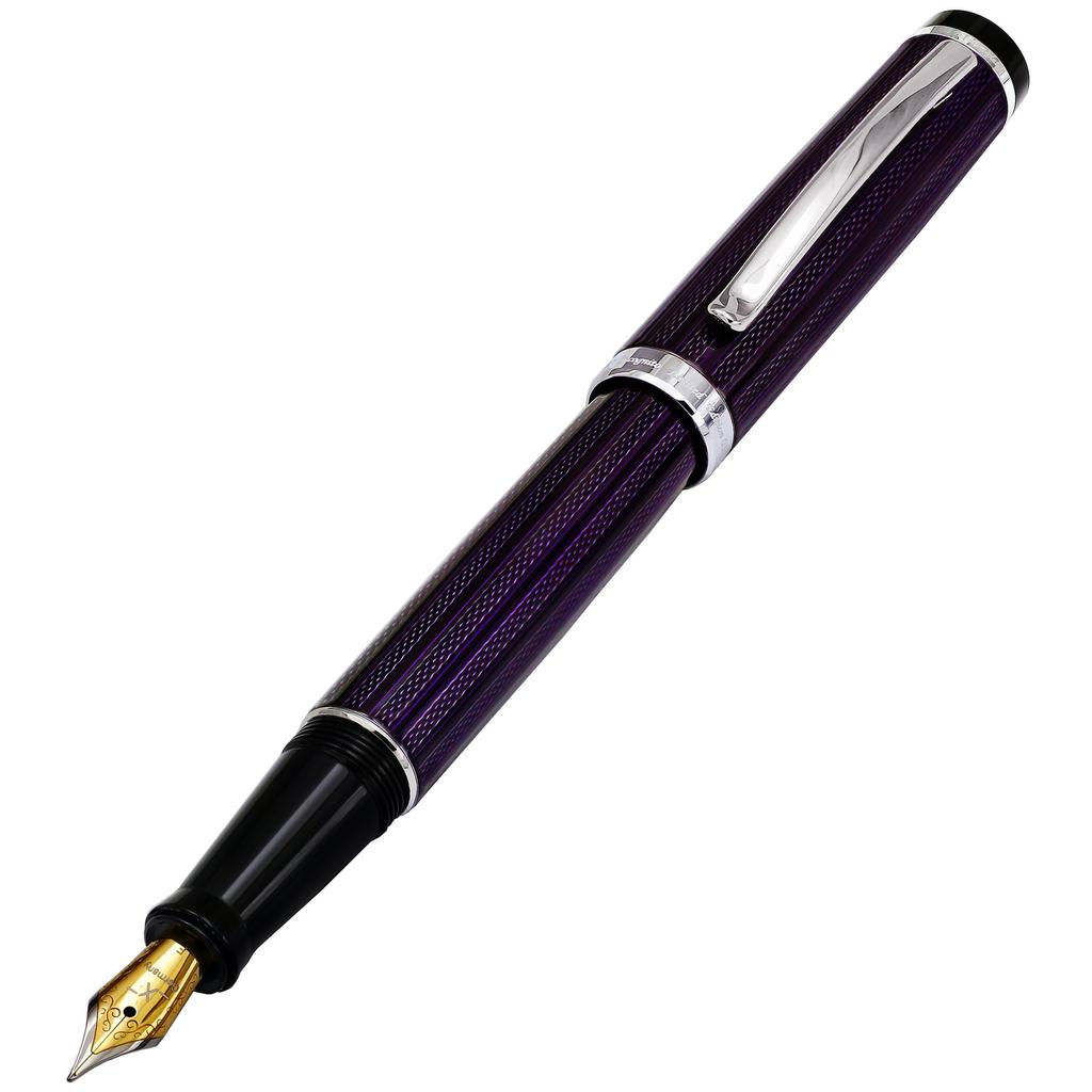 Xezo Incognito Fountain Fine Purple Layered Pure Platinum Limited Serialized Pen, Point, Lacquer, Plating, Handmade, Edition,