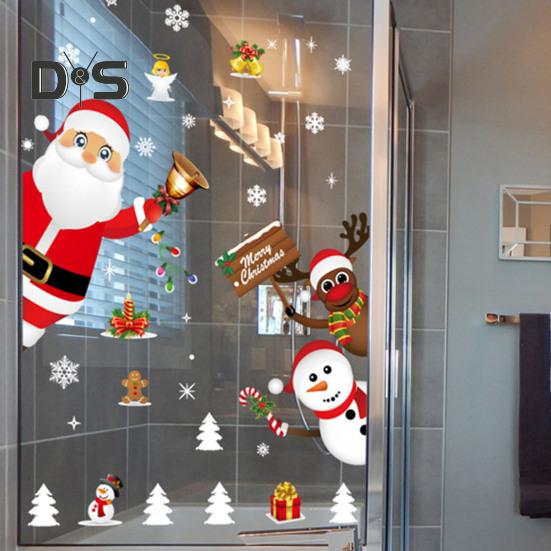 2/4 Pcs Christmas Stickers Santa Claus Snowflake Reindeer Xmas Decals Waterproof Festive Decor Stickers for Windows Glass