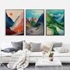 Cycling Mountaineering Oil Painting Printmaking Inspirational Bicycle Wall Art Picture Living Room Bicycle Poster