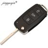 Jingyuqin 3Button Remote Flip Car Key 434MHz ID48 Chip for VW Volkswagen Golf Passat Tiguan Polo Jetta Beetle Skoda Fabia Seat LEON 5K0837202AD 433Mhz