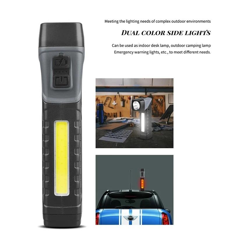 Светодиодный фонарик с поворотом на 90° – Магнитный кемпинговый фонарь с USB-подзарядкой, Мини-портативный фонарь для улицы/походов