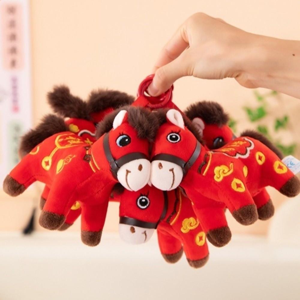 Year of The Horse Mascot Horse Plush Pendant Stuffed Animal Plush Pony Keychain Bag Charm