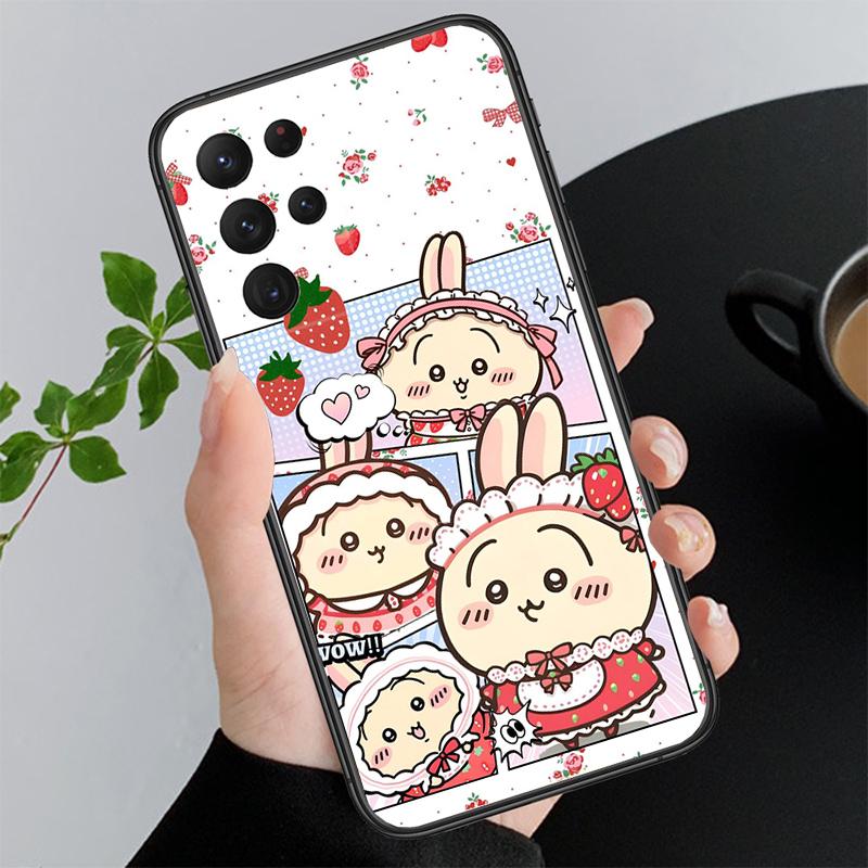Phone Case For Samsung A17 A55 A16 A56 A35 A15 A53 A54 A33 A34 A25 A05S A52 A52S A07 A26 A06 Strawberry Cat Cartoon