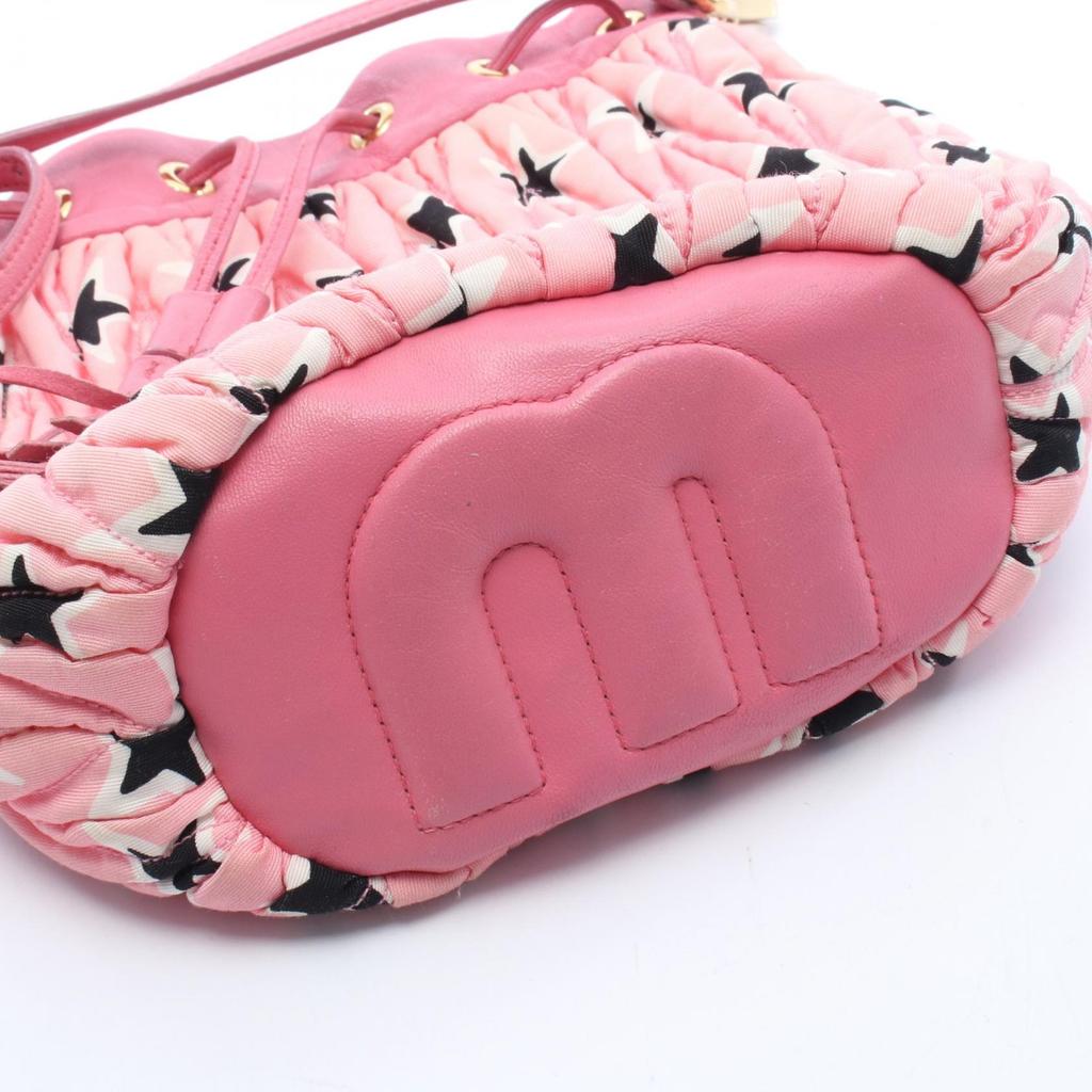 Used Miu Miu MATELASSE Bucket Bag with Star Pattern Shoulder Bag 5BE014 canvas leather Pink Black White Used Women